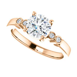 CZ Wedding Set, featuring The Luzella engagement ring (Customizable 5-stone Design with Round Cut Center and Round Bezel Accents) - Image 13