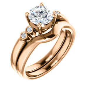 CZ Wedding Set, featuring The Luzella engagement ring (Customizable 5-stone Design with Round Cut Center and Round Bezel Accents) - Image 2