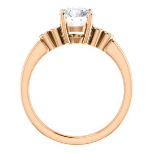 CZ Wedding Set, featuring The Luzella engagement ring (Customizable 5-stone Design with Round Cut Center and Round Bezel Accents) - Image 3