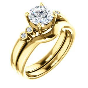 CZ Wedding Set, featuring The Luzella engagement ring (Customizable 5-stone Design with Round Cut Center and Round Bezel Accents) - Image 4