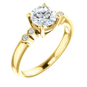 CZ Wedding Set, featuring The Luzella engagement ring (Customizable 5-stone Design with Round Cut Center and Round Bezel Accents) - Image 5