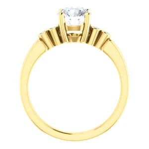 CZ Wedding Set, featuring The Luzella engagement ring (Customizable 5-stone Design with Round Cut Center and Round Bezel Accents) - Image 6