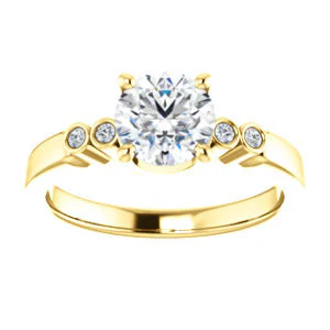 CZ Wedding Set, featuring The Luzella engagement ring (Customizable 5-stone Design with Round Cut Center and Round Bezel Accents) - Image 7
