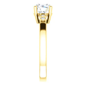 CZ Wedding Set, featuring The Luzella engagement ring (Customizable 5-stone Design with Round Cut Center and Round Bezel Accents) - Image 8