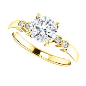 CZ Wedding Set, featuring The Luzella engagement ring (Customizable 5-stone Design with Round Cut Center and Round Bezel Accents) - Image 9