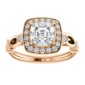 CZ Wedding Set, featuring The Madison engagement ring (Customizable Asscher Cut Design with Halo and Bezel-Accented Infinity-inspired Split Band) - Image 11