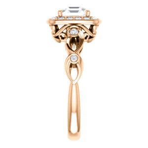 CZ Wedding Set, featuring The Madison engagement ring (Customizable Asscher Cut Design with Halo and Bezel-Accented Infinity-inspired Split Band) - Image 12