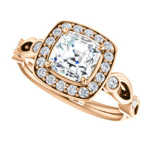 CZ Wedding Set, featuring The Madison engagement ring (Customizable Asscher Cut Design with Halo and Bezel-Accented Infinity-inspired Split Band) - Image 13