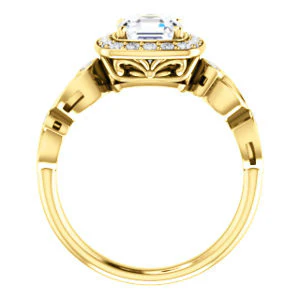 CZ Wedding Set, featuring The Madison engagement ring (Customizable Asscher Cut Design with Halo and Bezel-Accented Infinity-inspired Split Band) - Image 5