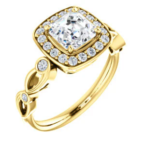 CZ Wedding Set, featuring The Madison engagement ring (Customizable Asscher Cut Design with Halo and Bezel-Accented Infinity-inspired Split Band) - Image 6