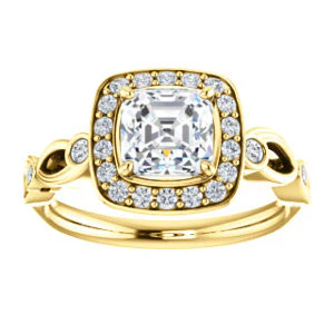 CZ Wedding Set, featuring The Madison engagement ring (Customizable Asscher Cut Design with Halo and Bezel-Accented Infinity-inspired Split Band) - Image 7
