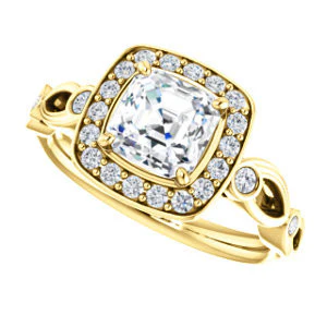 CZ Wedding Set, featuring The Madison engagement ring (Customizable Asscher Cut Design with Halo and Bezel-Accented Infinity-inspired Split Band) - Image 9