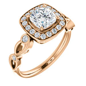 CZ Wedding Set, featuring The Madison engagement ring (Customizable Cushion Cut Design with Halo and Bezel-Accented Infinity-inspired Split Band) - Image 10