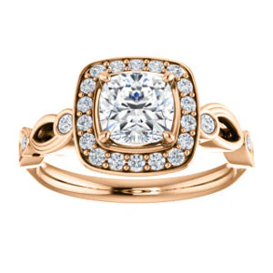 CZ Wedding Set, featuring The Madison engagement ring (Customizable Cushion Cut Design with Halo and Bezel-Accented Infinity-inspired Split Band) - Image 11