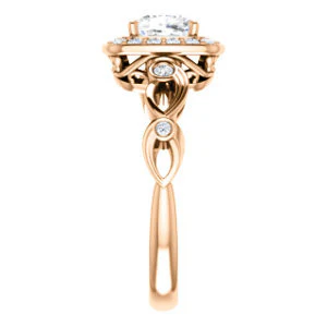 CZ Wedding Set, featuring The Madison engagement ring (Customizable Cushion Cut Design with Halo and Bezel-Accented Infinity-inspired Split Band) - Image 12