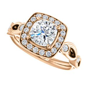 CZ Wedding Set, featuring The Madison engagement ring (Customizable Cushion Cut Design with Halo and Bezel-Accented Infinity-inspired Split Band) - Image 13