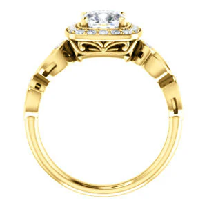 CZ Wedding Set, featuring The Madison engagement ring (Customizable Cushion Cut Design with Halo and Bezel-Accented Infinity-inspired Split Band) - Image 3