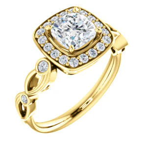 CZ Wedding Set, featuring The Madison engagement ring (Customizable Cushion Cut Design with Halo and Bezel-Accented Infinity-inspired Split Band) - Image 6