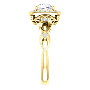 CZ Wedding Set, featuring The Madison engagement ring (Customizable Cushion Cut Design with Halo and Bezel-Accented Infinity-inspired Split Band) - Image 8