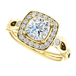 CZ Wedding Set, featuring The Madison engagement ring (Customizable Cushion Cut Design with Halo and Bezel-Accented Infinity-inspired Split Band) - Image 9
