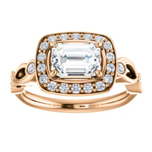 CZ Wedding Set, featuring The Madison engagement ring (Customizable Emerald Cut Design with Halo and Bezel-Accented Infinity-inspired Split Band) - Image 11