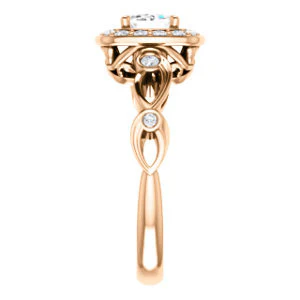 CZ Wedding Set, featuring The Madison engagement ring (Customizable Emerald Cut Design with Halo and Bezel-Accented Infinity-inspired Split Band) - Image 12