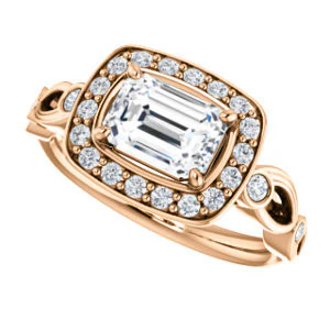 CZ Wedding Set, featuring The Madison engagement ring (Customizable Emerald Cut Design with Halo and Bezel-Accented Infinity-inspired Split Band) - Image 13