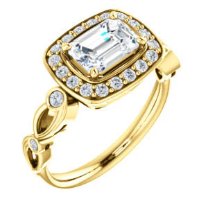 CZ Wedding Set, featuring The Madison engagement ring (Customizable Emerald Cut Design with Halo and Bezel-Accented Infinity-inspired Split Band) - Image 6