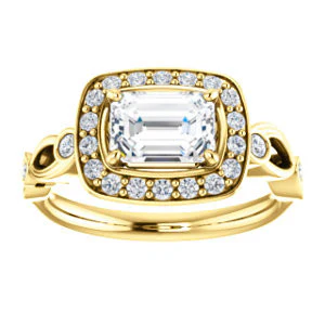 CZ Wedding Set, featuring The Madison engagement ring (Customizable Emerald Cut Design with Halo and Bezel-Accented Infinity-inspired Split Band) - Image 7