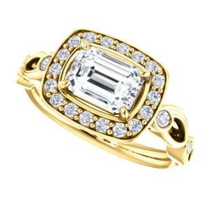 CZ Wedding Set, featuring The Madison engagement ring (Customizable Emerald Cut Design with Halo and Bezel-Accented Infinity-inspired Split Band) - Image 9