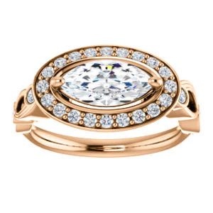 CZ Wedding Set, featuring The Madison engagement ring (Customizable Marquise Cut Design with Halo and Bezel-Accented Infinity-inspired Split Band) - Image 11