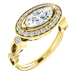 CZ Wedding Set, featuring The Madison engagement ring (Customizable Marquise Cut Design with Halo and Bezel-Accented Infinity-inspired Split Band) - Image 6