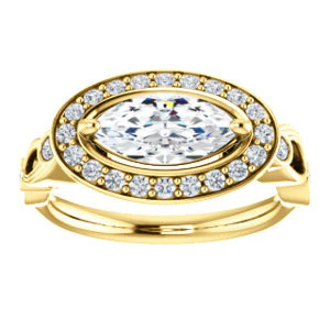 CZ Wedding Set, featuring The Madison engagement ring (Customizable Marquise Cut Design with Halo and Bezel-Accented Infinity-inspired Split Band) - Image 7