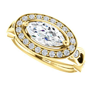 CZ Wedding Set, featuring The Madison engagement ring (Customizable Marquise Cut Design with Halo and Bezel-Accented Infinity-inspired Split Band) - Image 9