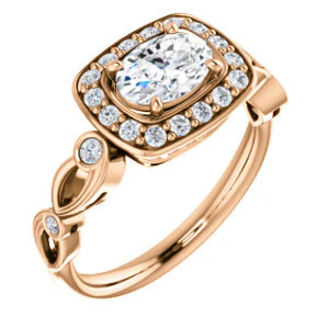 CZ Wedding Set, featuring The Madison engagement ring (Customizable Oval Cut Design with Halo and Bezel-Accented Infinity-inspired Split Band) - Image 10