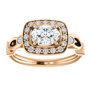 CZ Wedding Set, featuring The Madison engagement ring (Customizable Oval Cut Design with Halo and Bezel-Accented Infinity-inspired Split Band) - Image 11