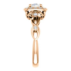 CZ Wedding Set, featuring The Madison engagement ring (Customizable Oval Cut Design with Halo and Bezel-Accented Infinity-inspired Split Band) - Image 12