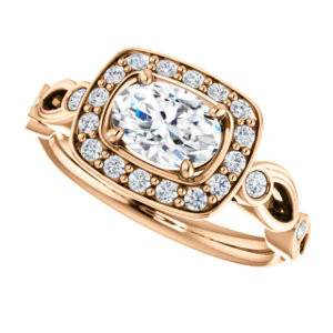 CZ Wedding Set, featuring The Madison engagement ring (Customizable Oval Cut Design with Halo and Bezel-Accented Infinity-inspired Split Band) - Image 13