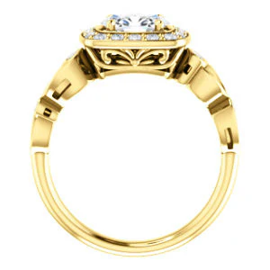 CZ Wedding Set, featuring The Madison engagement ring (Customizable Oval Cut Design with Halo and Bezel-Accented Infinity-inspired Split Band) - Image 5
