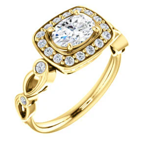 CZ Wedding Set, featuring The Madison engagement ring (Customizable Oval Cut Design with Halo and Bezel-Accented Infinity-inspired Split Band) - Image 6