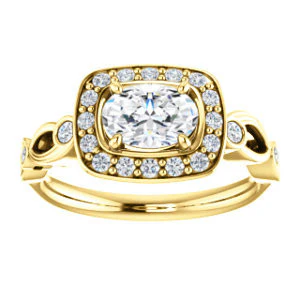 CZ Wedding Set, featuring The Madison engagement ring (Customizable Oval Cut Design with Halo and Bezel-Accented Infinity-inspired Split Band) - Image 7