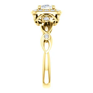 CZ Wedding Set, featuring The Madison engagement ring (Customizable Oval Cut Design with Halo and Bezel-Accented Infinity-inspired Split Band) - Image 8