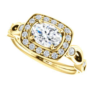 CZ Wedding Set, featuring The Madison engagement ring (Customizable Oval Cut Design with Halo and Bezel-Accented Infinity-inspired Split Band) - Image 9