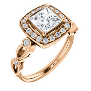 CZ Wedding Set, featuring The Madison engagement ring (Customizable Princess Cut Design with Halo and Bezel-Accented Infinity-inspired Split Band) - Image 10