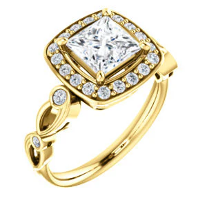 CZ Wedding Set, featuring The Madison engagement ring (Customizable Princess Cut Design with Halo and Bezel-Accented Infinity-inspired Split Band) - Image 6