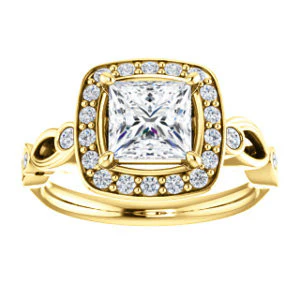 CZ Wedding Set, featuring The Madison engagement ring (Customizable Princess Cut Design with Halo and Bezel-Accented Infinity-inspired Split Band) - Image 7