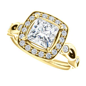 CZ Wedding Set, featuring The Madison engagement ring (Customizable Princess Cut Design with Halo and Bezel-Accented Infinity-inspired Split Band) - Image 9