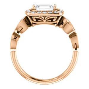 CZ Wedding Set, featuring The Madison engagement ring (Customizable Radiant Cut Design with Halo and Bezel-Accented Infinity-inspired Split Band) - Image 3