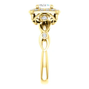 CZ Wedding Set, featuring The Madison engagement ring (Customizable Radiant Cut Design with Halo and Bezel-Accented Infinity-inspired Split Band) - Image 8