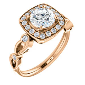 CZ Wedding Set, featuring The Madison engagement ring (Customizable Round Cut Design with Halo and Bezel-Accented Infinity-inspired Split Band) - Image 10